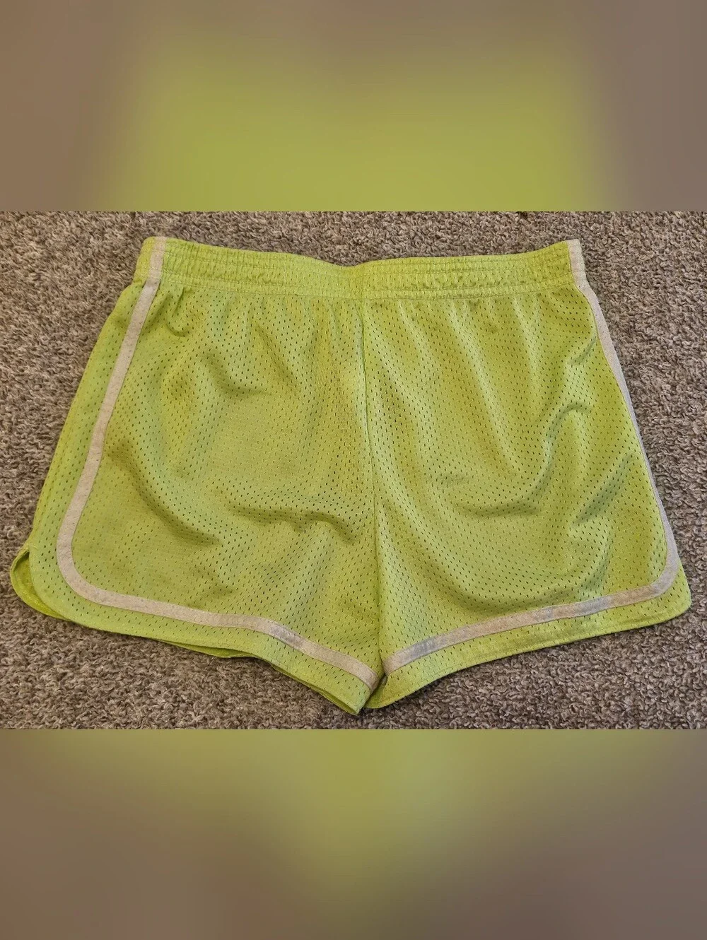 Justice Neon Lime Mesh Athletic Shorts with White Trim